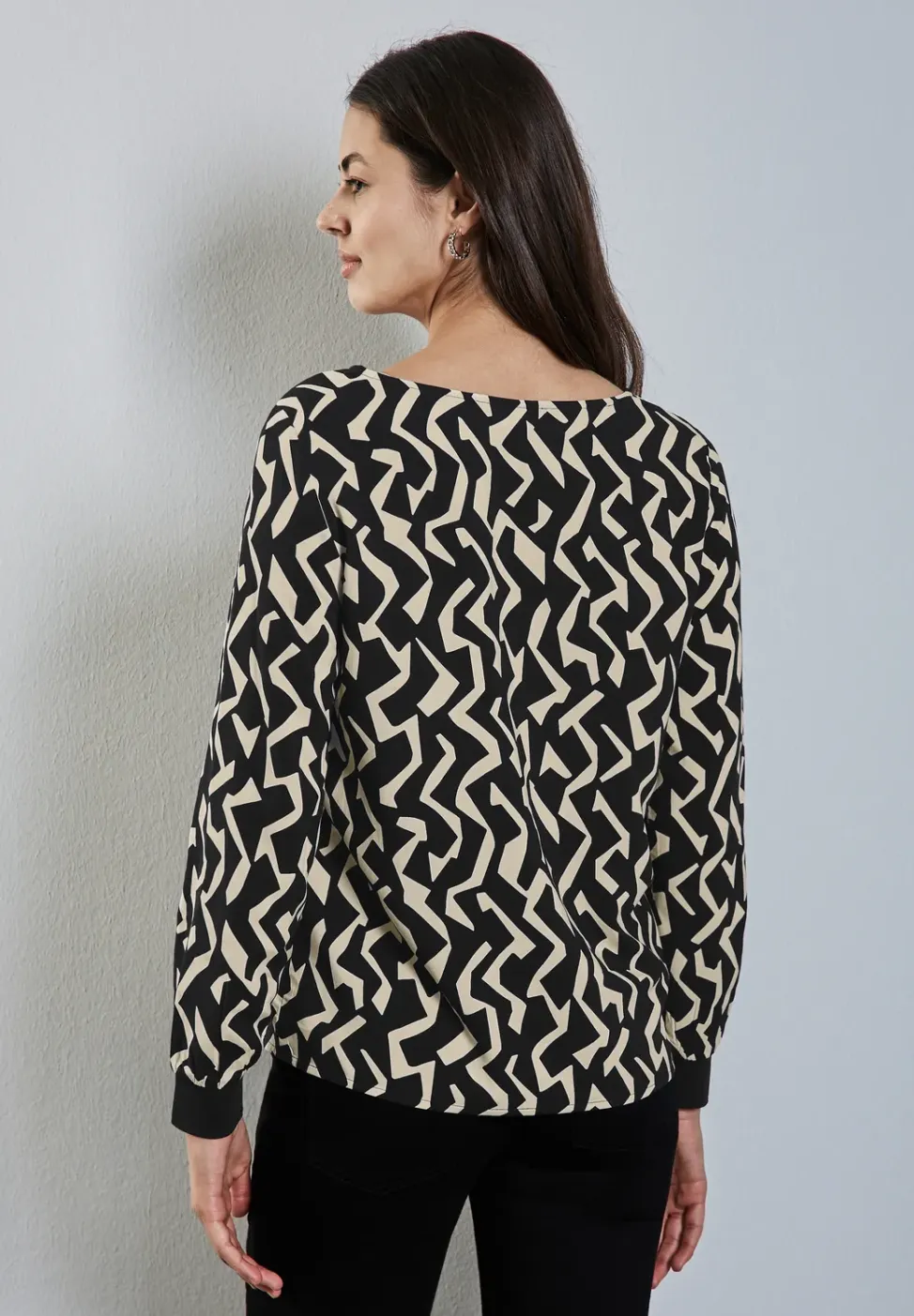 Bedrukte blouse met ronde hals