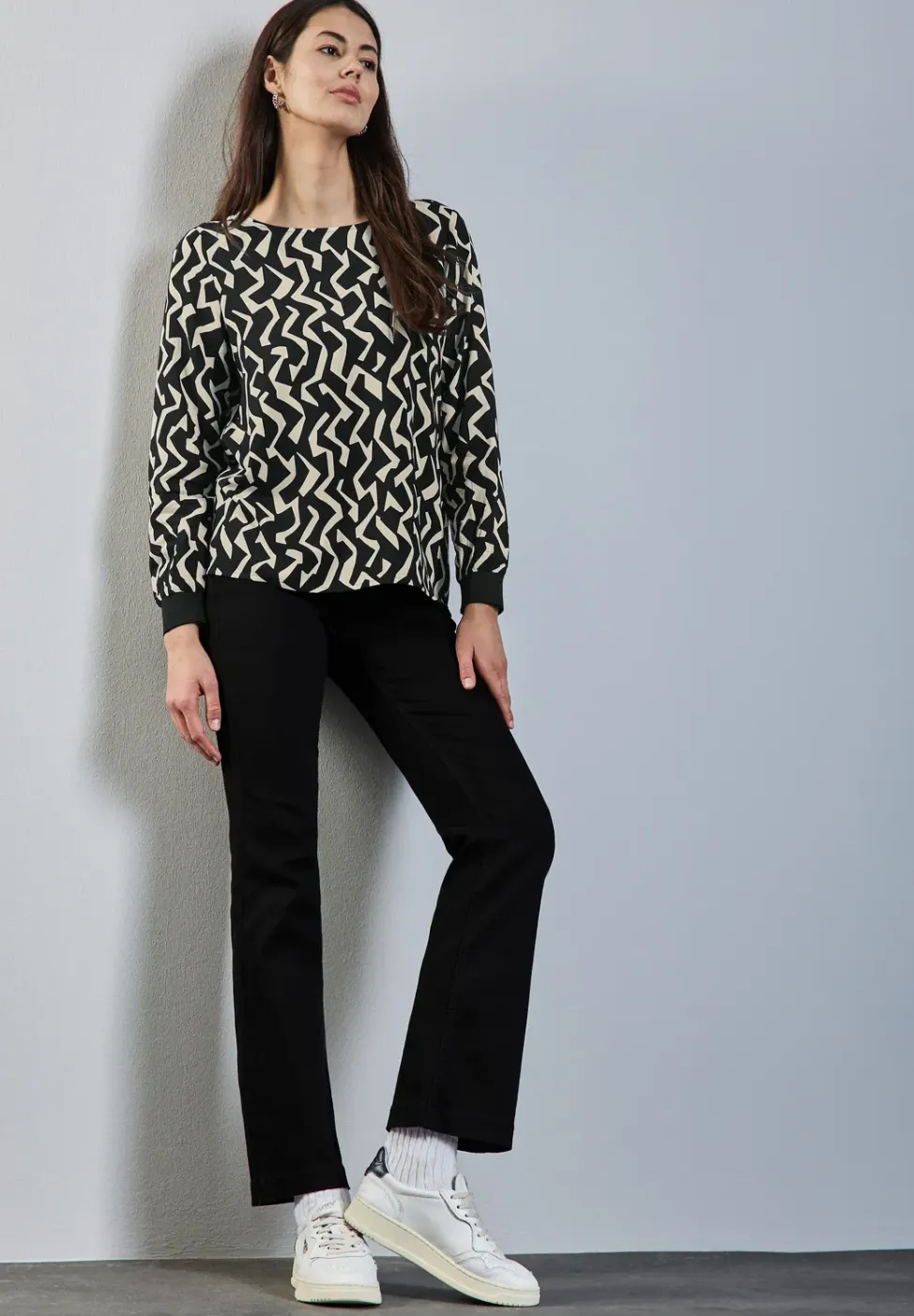 Bedrukte blouse met ronde hals