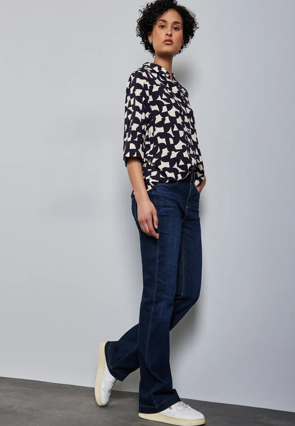 Bedrukte overhemdblouse