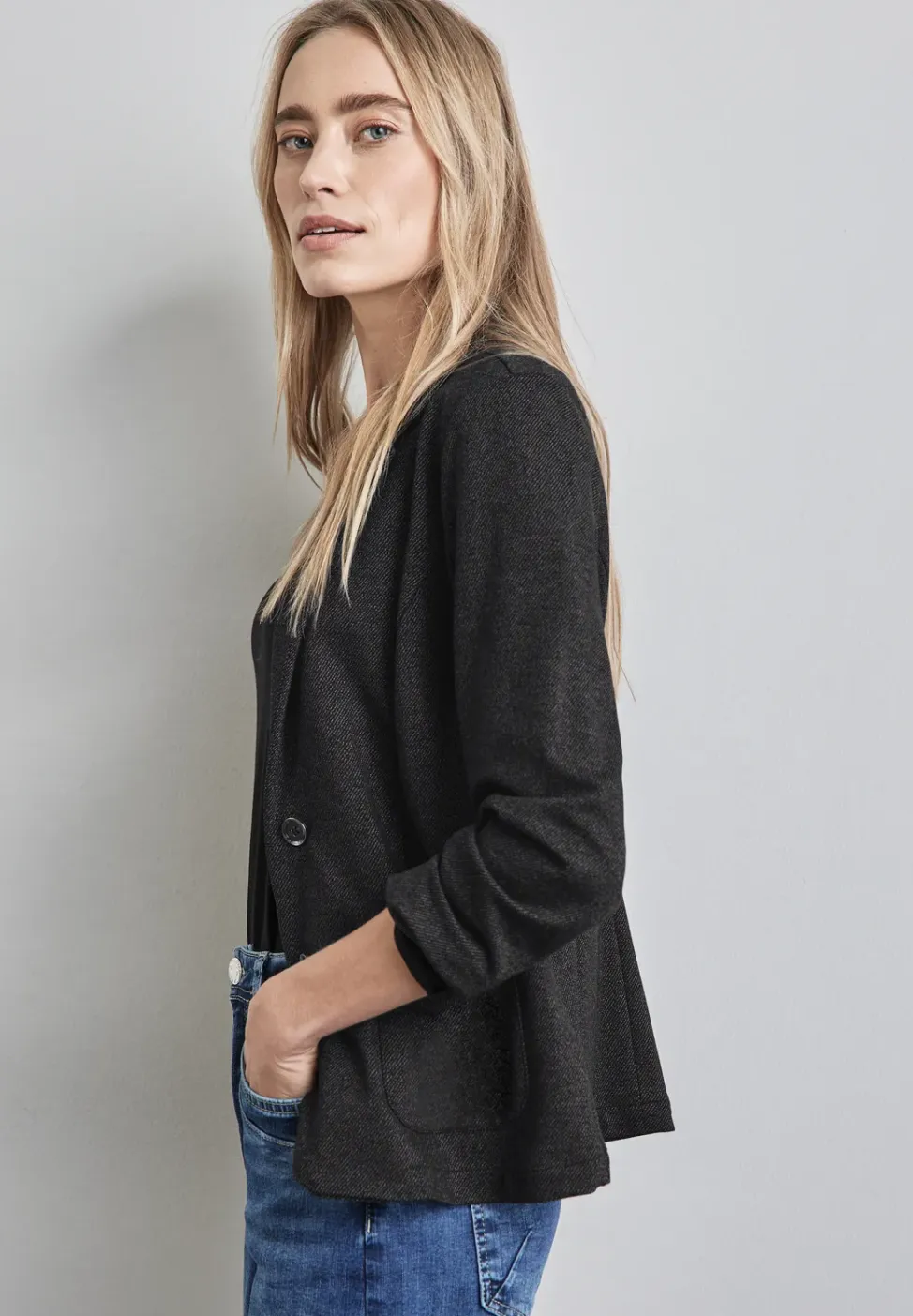 Blazer met gemêleerde look