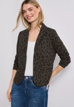 Blazer met reverskraag en leopatroon