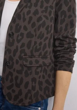 Blazer met reverskraag en leopatroon