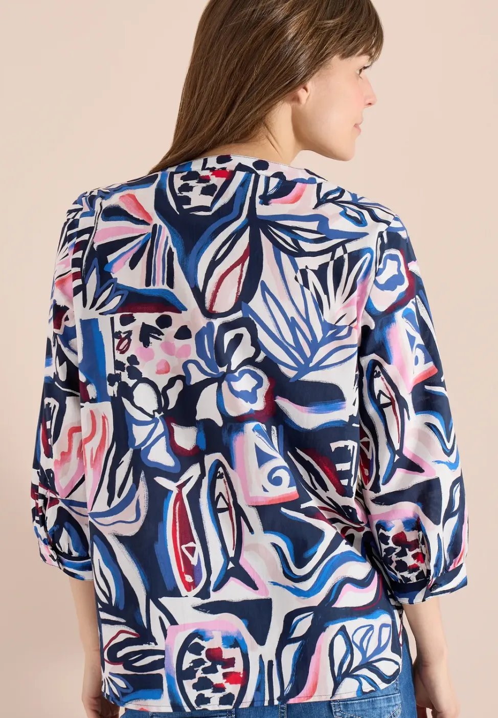 Blouse met 3/4 mouwen en meerkleurige print