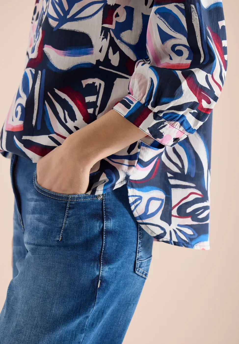 Blouse met 3/4 mouwen en meerkleurige print