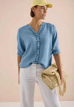Blouse met 3/4 mouwen in denimlook