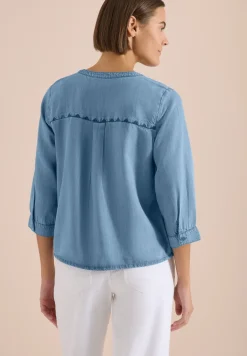 Blouse met 3/4 mouwen in denimlook