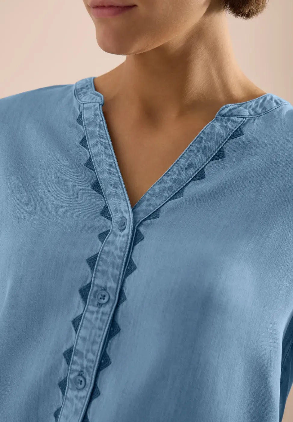 Blouse met 3/4 mouwen in denimlook