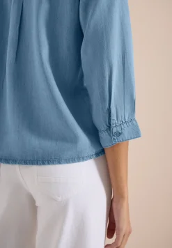 Blouse met 3/4 mouwen in denimlook