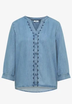 Blouse met 3/4 mouwen in denimlook