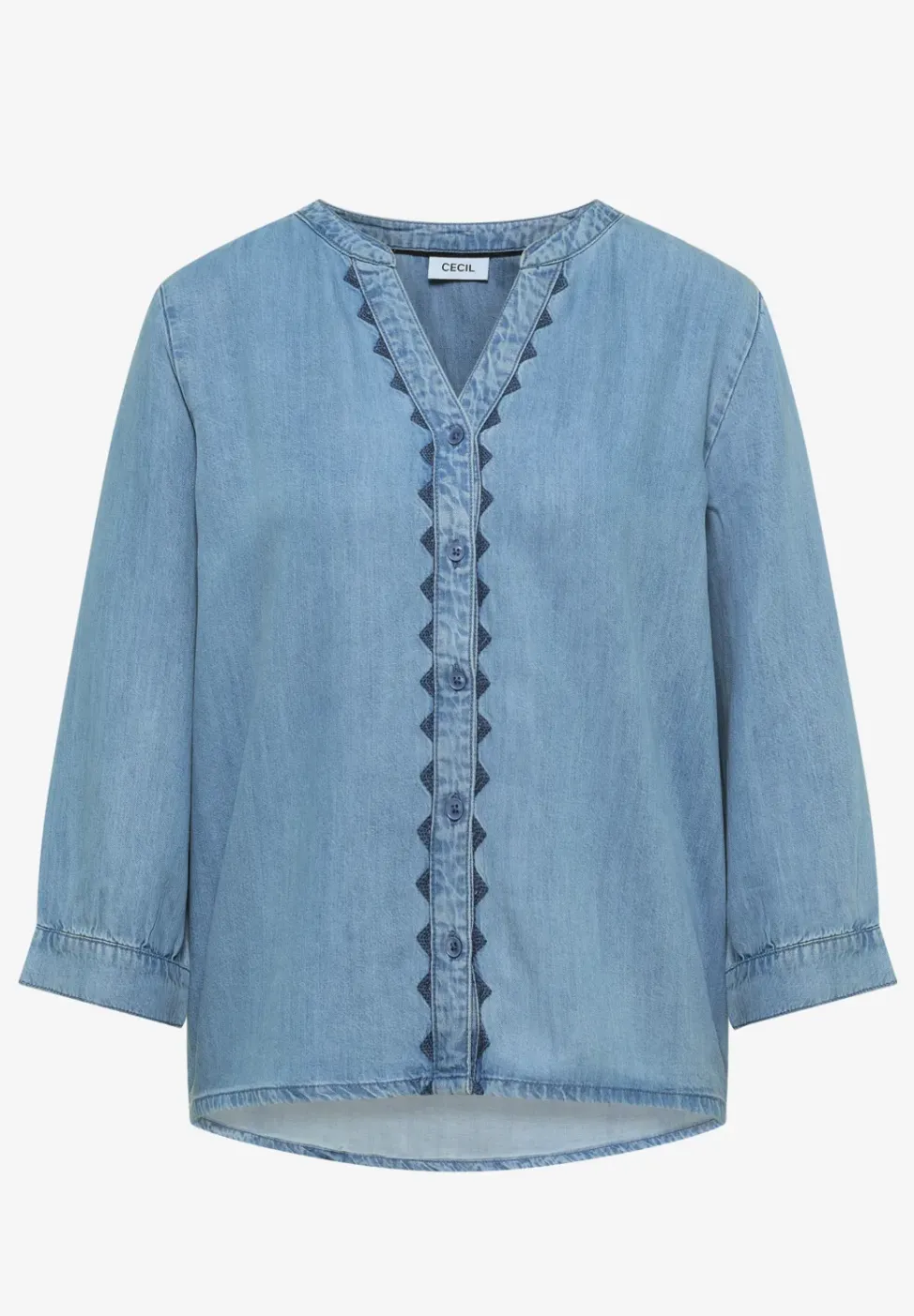 Blouse met 3/4 mouwen in denimlook