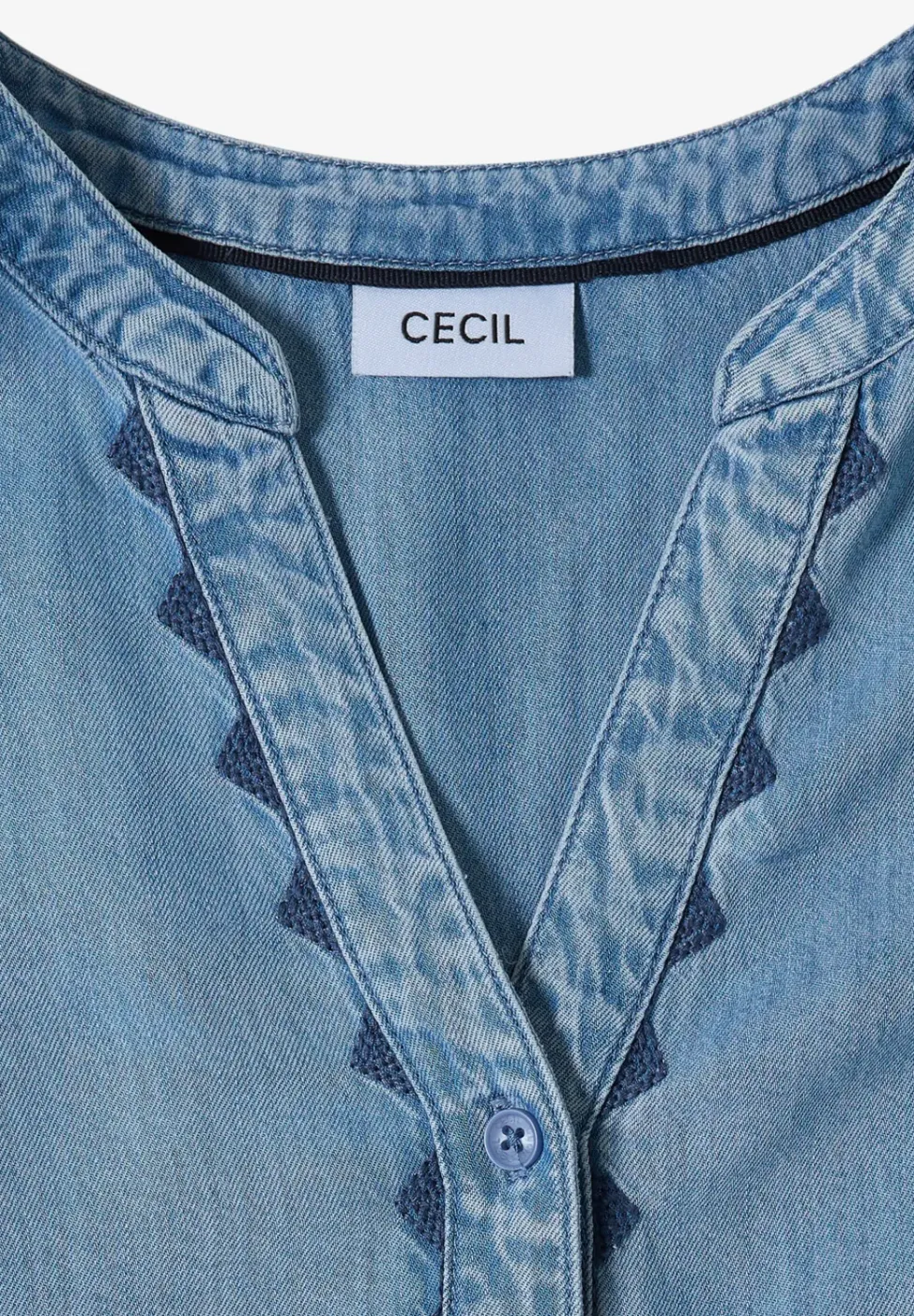 Blouse met 3/4 mouwen in denimlook
