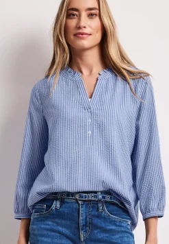blouse met 3/4 mouwen in seersucker kwaliteit