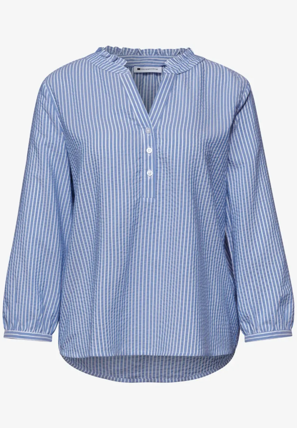 blouse met 3/4 mouwen in seersucker kwaliteit