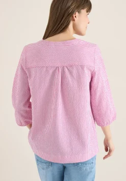 blouse met 3/4 mouwen in seersucker kwaliteit