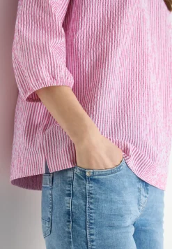 blouse met 3/4 mouwen in seersucker kwaliteit