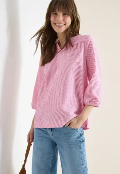 blouse met 3/4 mouwen in seersucker kwaliteit