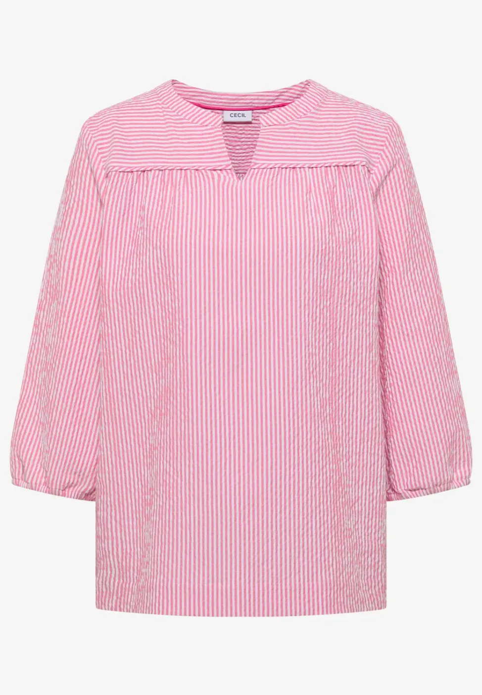blouse met 3/4 mouwen in seersucker kwaliteit