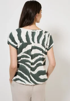 Blouse met gespleten hals en print