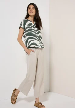 Blouse met gespleten hals en print