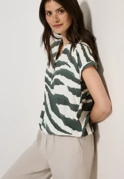 Blouse met gespleten hals en print