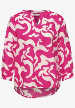 Blouse met gespleten hals van linnenmix