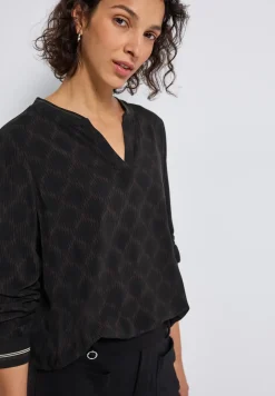 Blouse met gespleten hals en tape