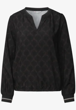 Blouse met gespleten hals en tape