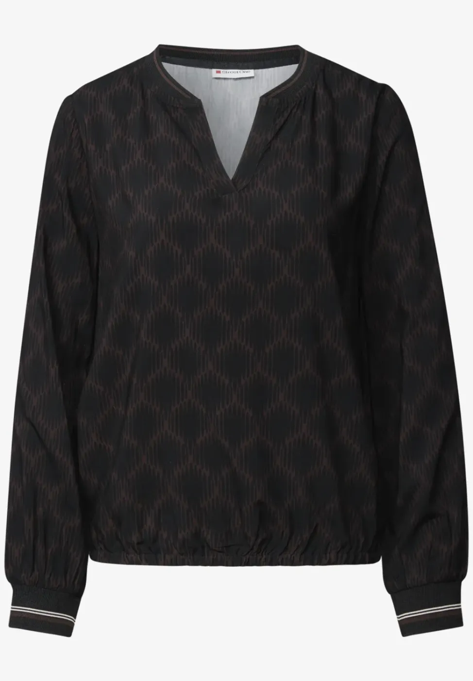 Blouse met gespleten hals en tape