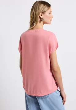 Blouse met gespleten hals in effen kleur