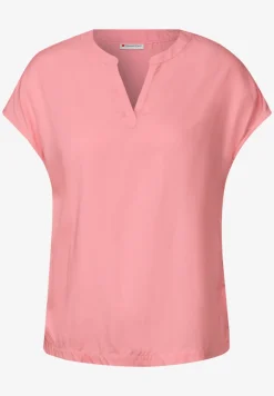 Blouse met gespleten hals in effen kleur