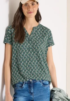 Blouse met gespleten hals en minimale print