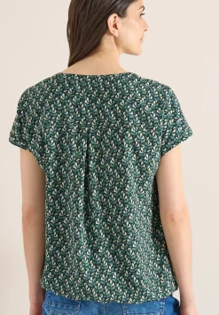 Blouse met gespleten hals en minimale print