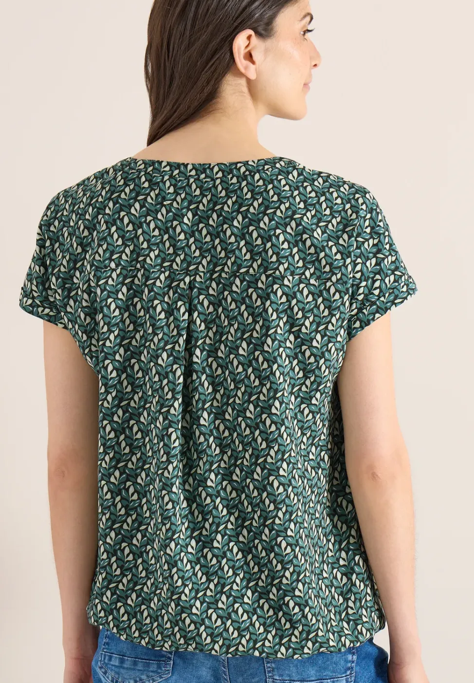 Blouse met gespleten hals en minimale print