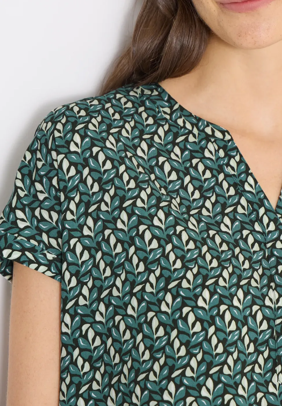 Blouse met gespleten hals en minimale print