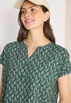 Blouse met gespleten hals en minimale print