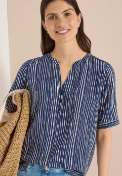 Blouse met gespleten hals en strepen