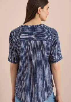 Blouse met gespleten hals en strepen