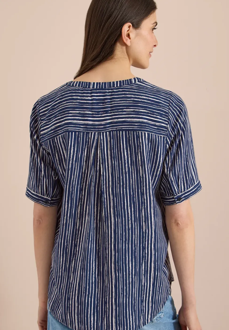 Blouse met gespleten hals en strepen