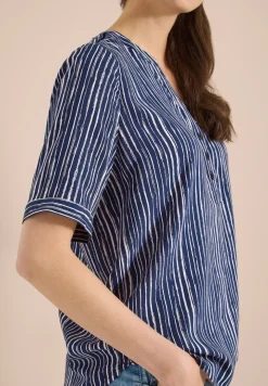 Blouse met gespleten hals en strepen
