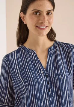 Blouse met gespleten hals en strepen
