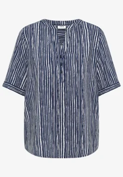 Blouse met gespleten hals en strepen