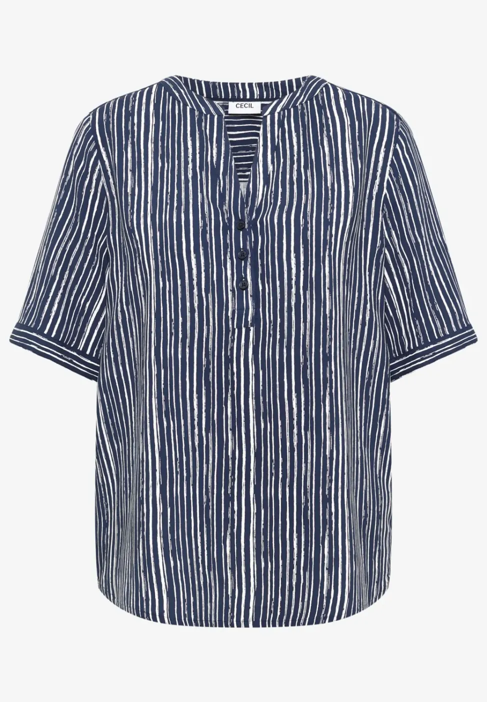 Blouse met gespleten hals en strepen