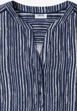 Blouse met gespleten hals en strepen