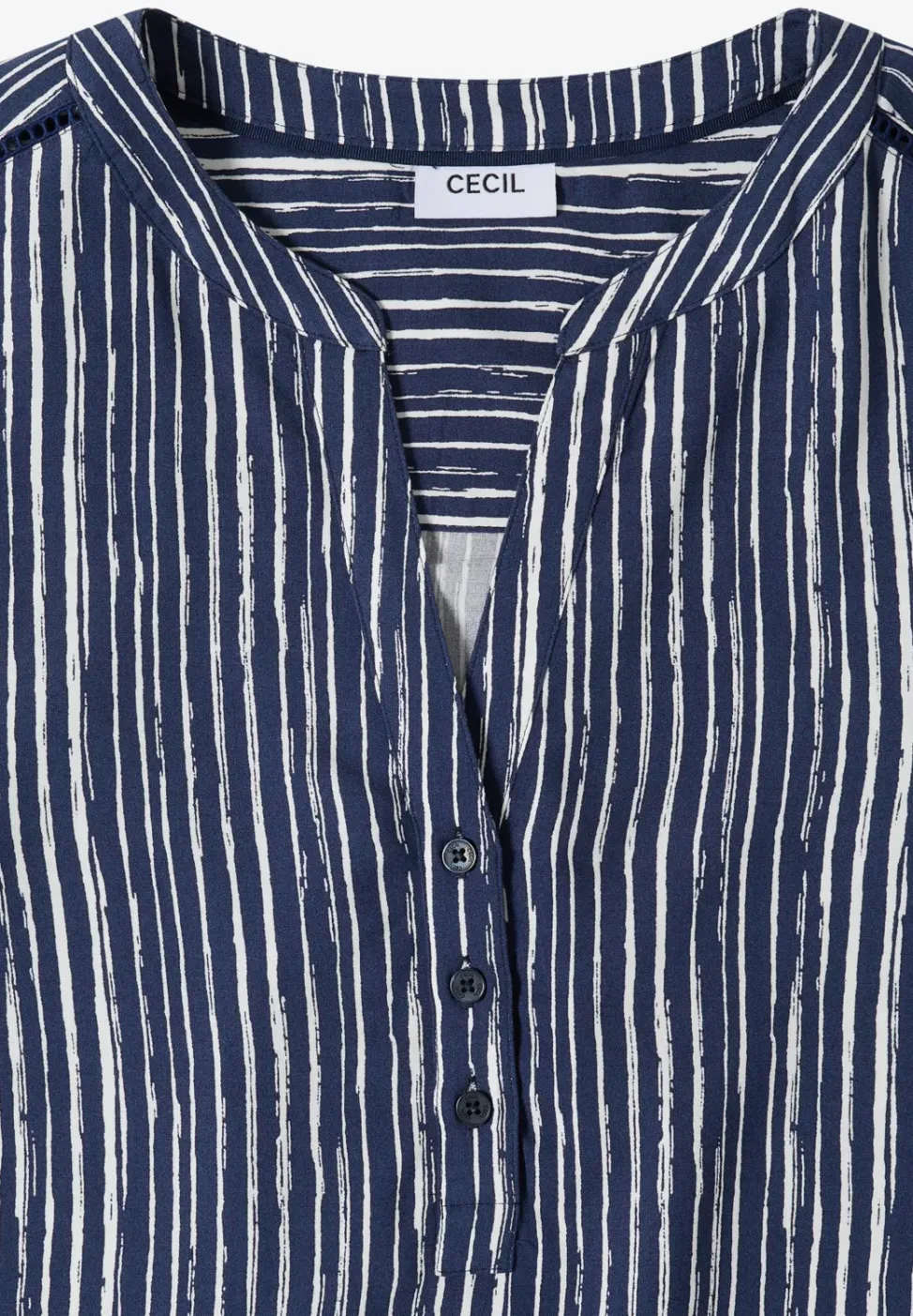 Blouse met gespleten hals en strepen