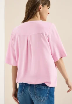 Blouse met gespleten hals en elastische zoom