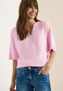 Blouse met gespleten hals en elastische zoom