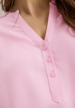 Blouse met gespleten hals en elastische zoom