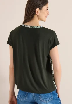 Blouse met gespleten hals en structuurmix