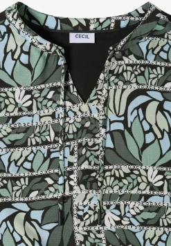 Blouse met gespleten hals en structuurmix