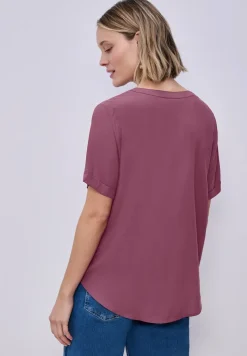 Blouse met gespleten hals en omslag